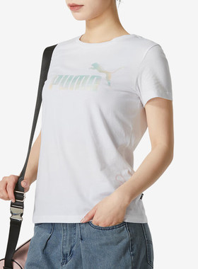 Puma/彪马正品夏季新款女士简约休闲圆领运动短袖682140-02