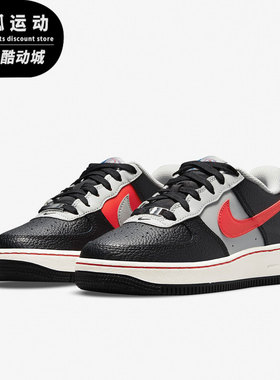 Nike/耐克Air Force 1黑色灰色红色儿童休闲拼接运动鞋DJ9993-001