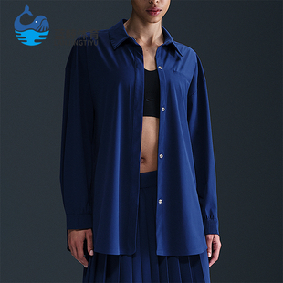 Nike/耐克正品2025 Dri-FIT女士翻领休闲运动宽松衬衫HM8385-455