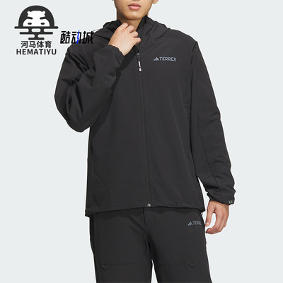 Adidas/阿迪达斯正品新款男士户外透湿疏水运动软壳衣JE8282