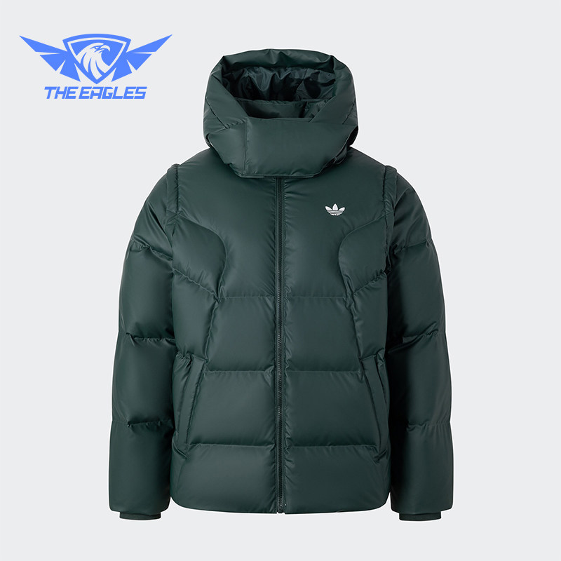 阿迪达斯男士加厚连帽保暖羽绒服