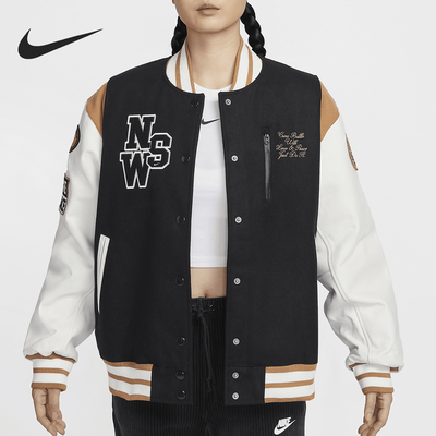 Nike/耐克正品24冬新款女士倒钩宽松立领棒球服HQ4748-010