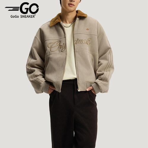 Adidas/阿迪达斯正品三叶草男士保暖新年款字母印花棉服KT0674