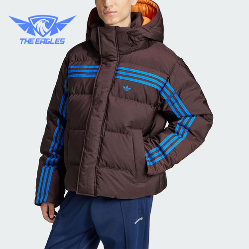 阿迪达斯男士复古拼接短裤羽绒服