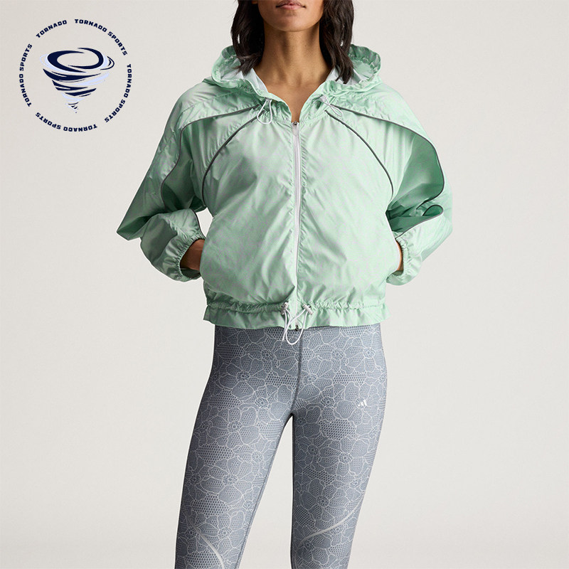 Adidas/阿迪达斯正品2026女士休闲印花收腰经典连帽外套JY8195