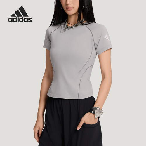 Adidas/阿迪达斯正品夏季新款女士修身针织圆领短袖T恤KY7862