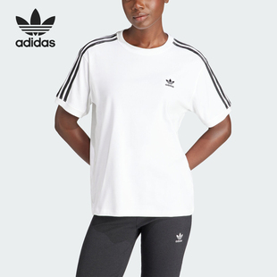 阿迪达斯正品 女士运动短袖 TEE T恤IR8051 STRIPE Adidas