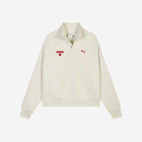 PUMA彪马正品半拉链女款宽松保暖加绒透湿舒适卫衣695006-87