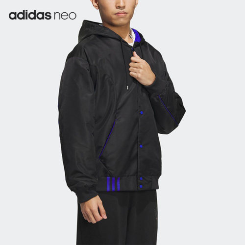 Adidas/阿迪达斯官方正品NEO春季男女运动休闲夹克连帽外套IK3419
