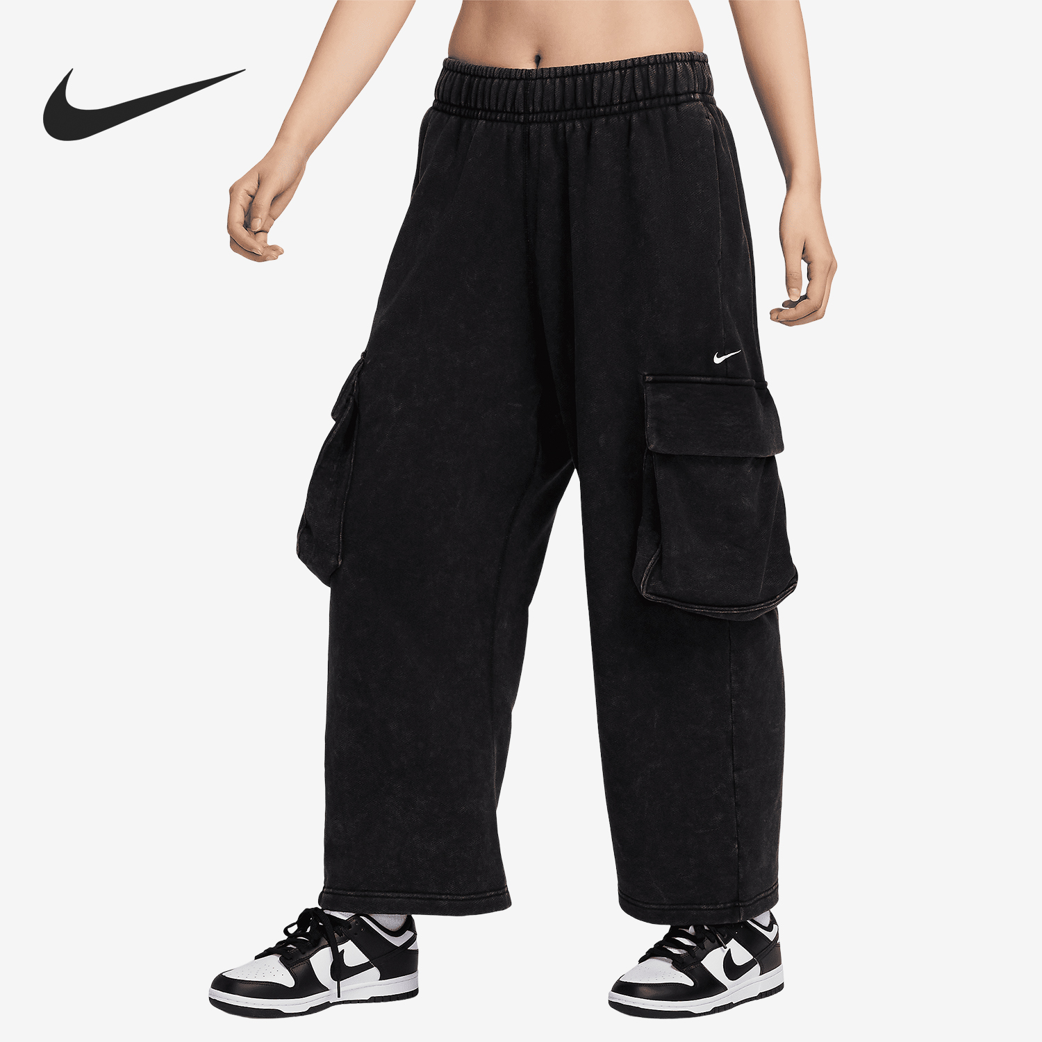 Nike/耐克官方正品新款女士大口袋阔腿针织加厚裤子HQ4751-010
