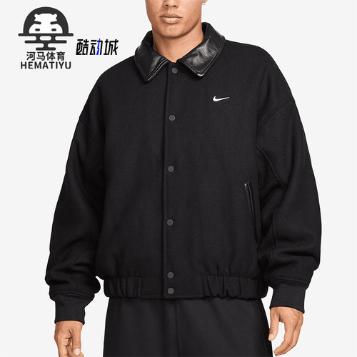 耐克男士运动翻领棉服夹克
