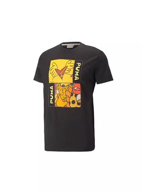 Puma/彪马短袖男女同款印花圆领新款运动服透气T恤532234-01