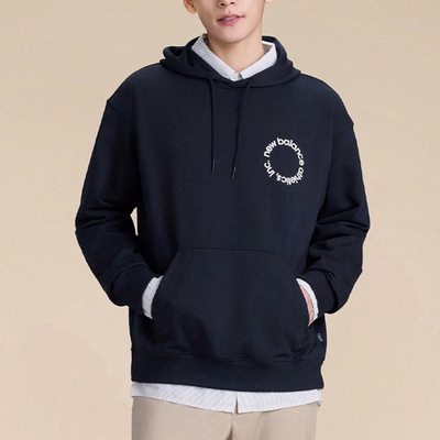 New Balance/NB正品运动男子宽松透气连帽卫衣套头衫MT51916-BK