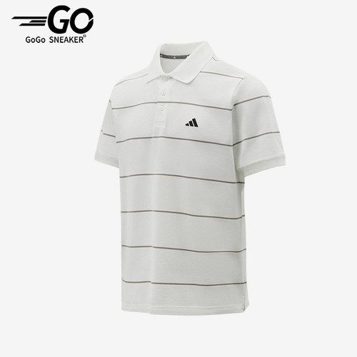 Adidas/阿迪达斯正品新款男白灰色条纹翻领短袖Polo衫KS0420