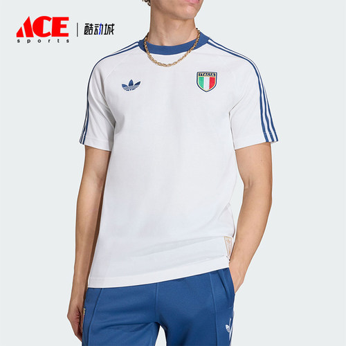 Adidas/阿迪达斯正品ITALY T-SHIRT男士复古足球短袖T恤KC6611