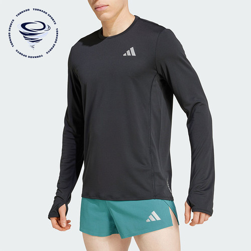 Adidas/阿迪达斯正品新款男士跑步运动休闲圆领长袖T恤JD1742