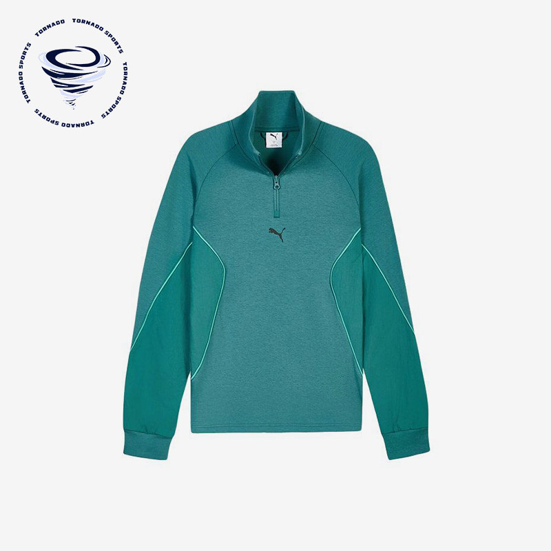 Puma/彪马正品针织套头长袖卫衣新款男绿色经典立领卫衣694201-41
