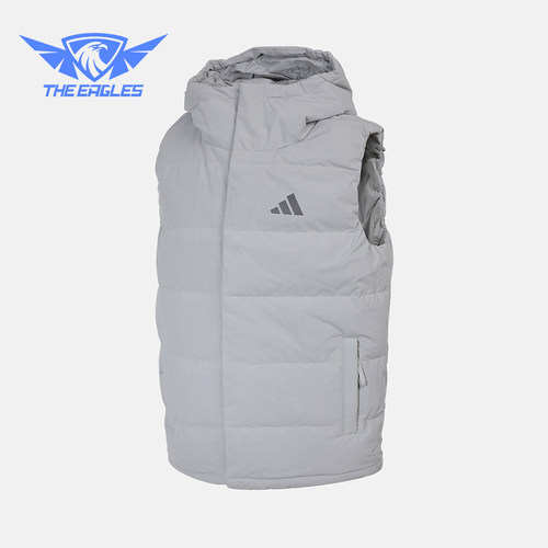 Adidas/阿迪达斯正品2025年男士连帽保暖耐磨经典羽绒马甲KH3996