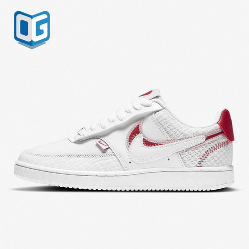 Nike/耐克正品CourtVision1双钩新款女经典白红色板鞋CI7827-100
