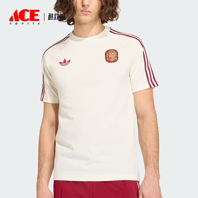 Adidas/阿迪达斯正品三叶草男士条纹修身针织圆领运动T恤JZ2256图片