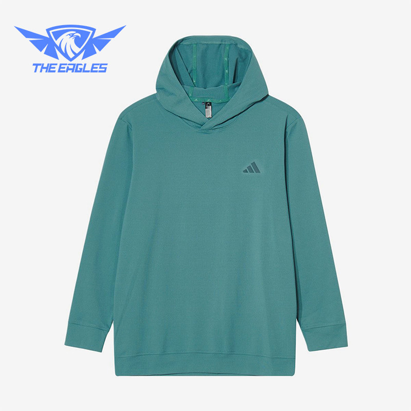 Adidas/阿迪达斯正品新款男绿色高尔夫经典简约连帽卫衣JX4192