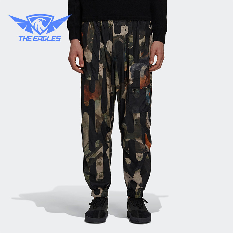 Adidas/阿迪达斯正品男士抽象印花宽松直筒针织运动裤HB3326
