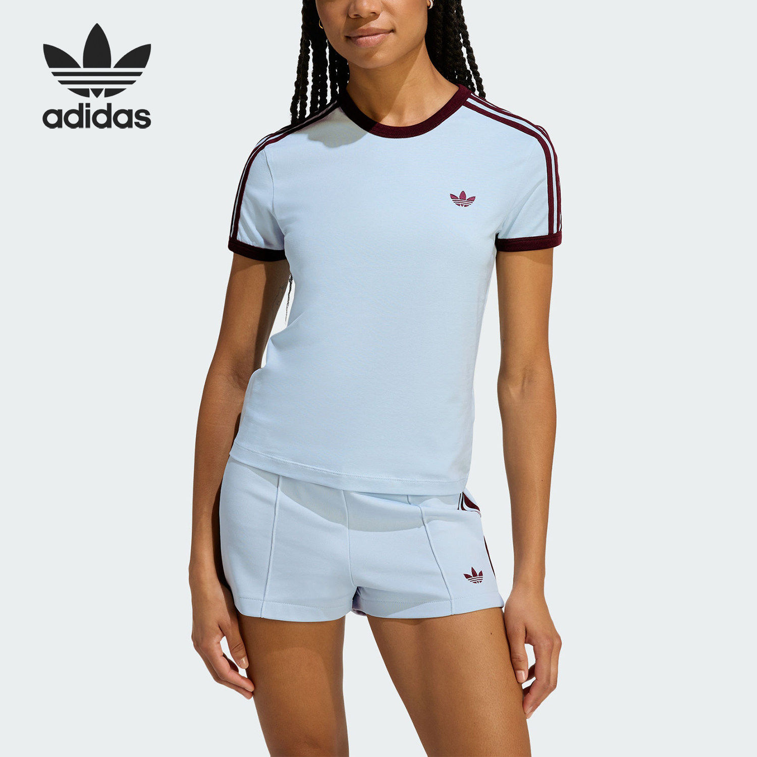 Adidas/阿迪达斯正品三叶草女士圆领修身透气运动短袖KD3684图片
