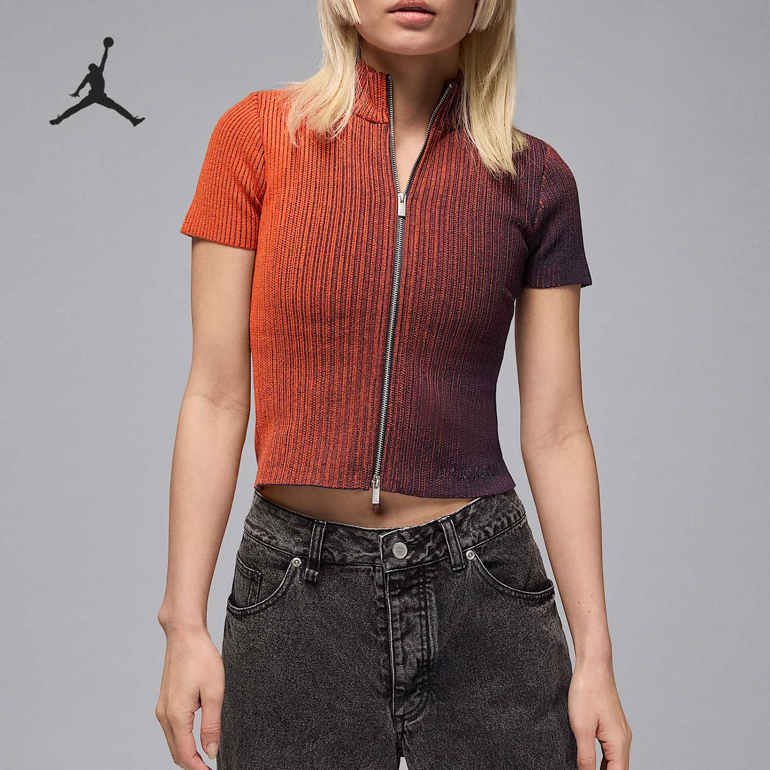 Nike/耐克官方正品2025JORDAN女士立领针织时尚短袖HF9439-540