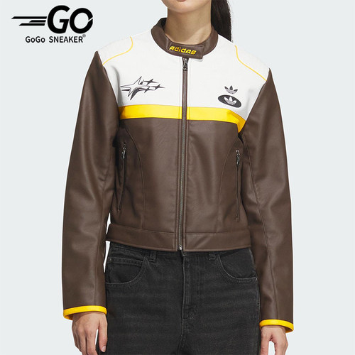Adidas/阿迪达斯正品三叶草仿皮女士经典机车服赛车服外套JM8024