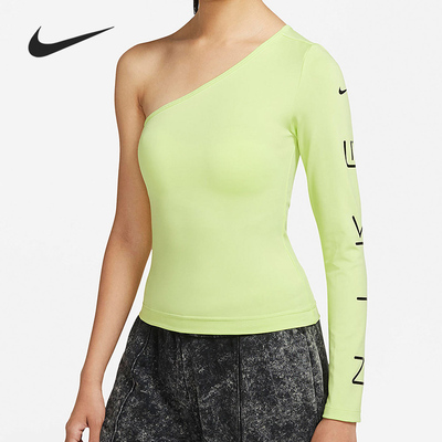 新款女子时尚斜肩领长袖T恤