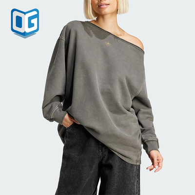 Adidas/阿迪达斯正品三叶草女士休闲时尚斜肩露肩卫衣JI5731