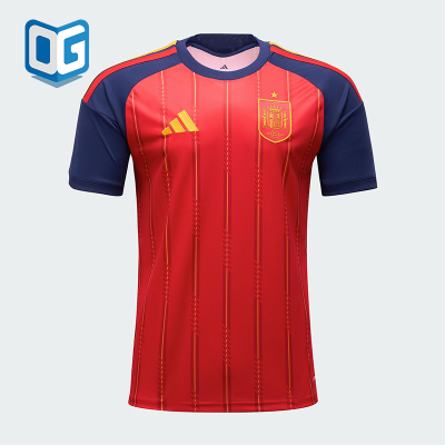 Adidas/阿迪达斯正品西班牙主场男士针织足球运动修身T恤JN4390