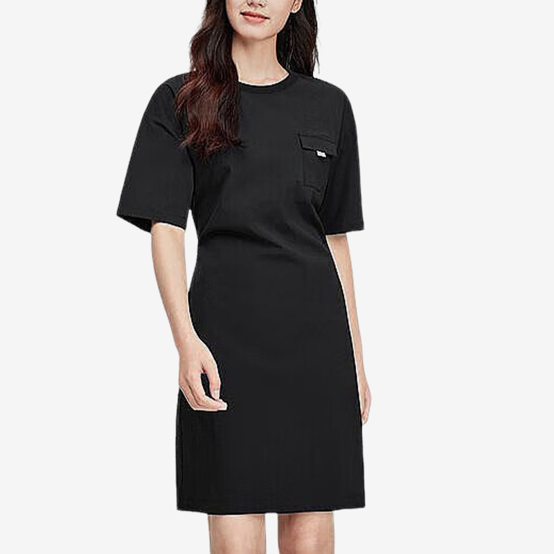 Skechers/斯凯奇正品2024新款女士简约经典梭织透气连衣裙