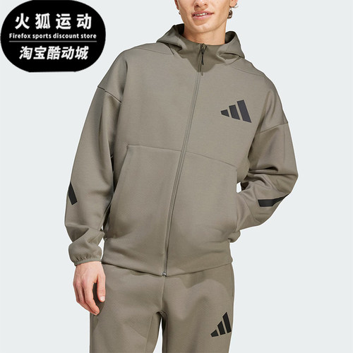 阿迪达斯男士连帽宽松短款外套