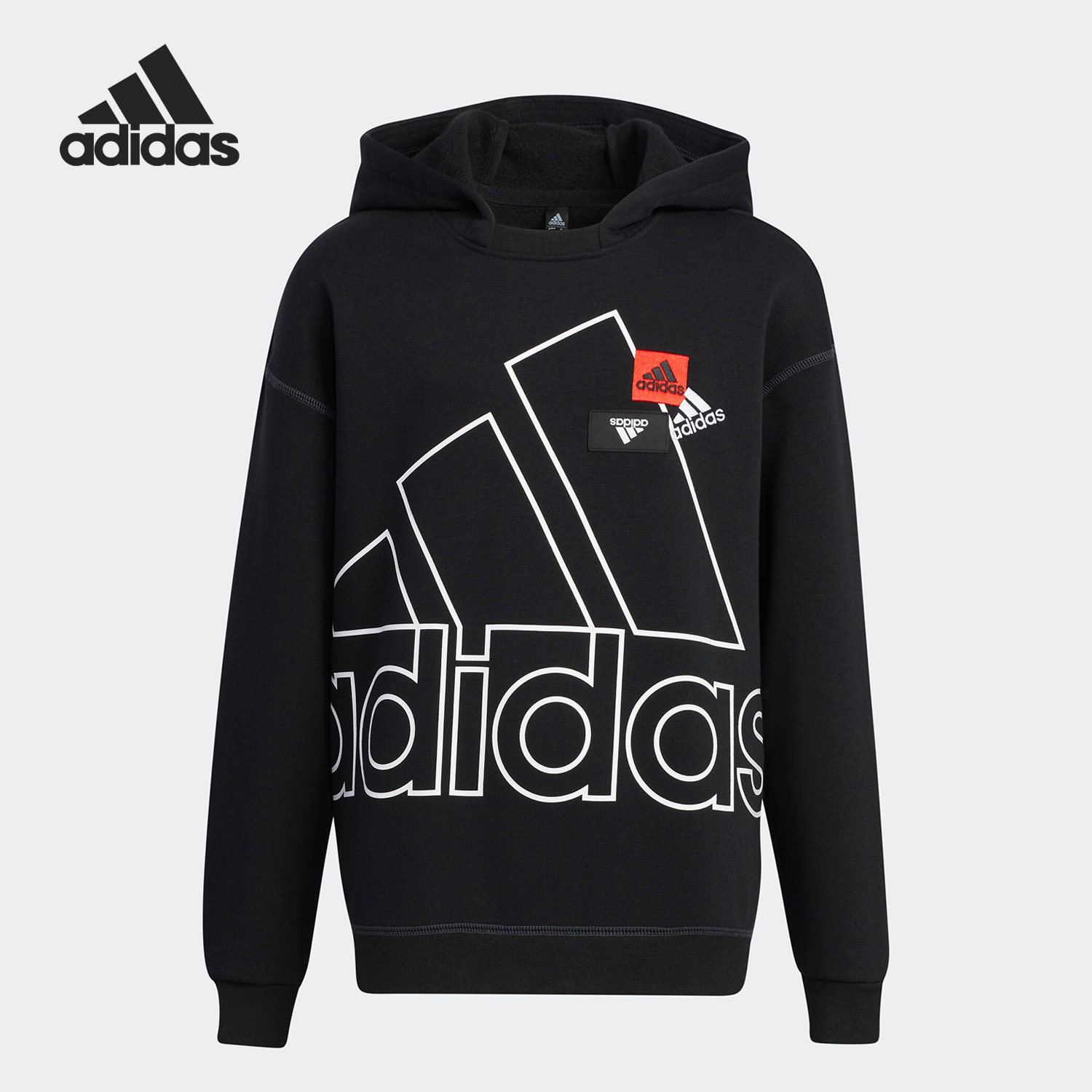 Adidas/阿迪达斯正品冬季新款大童休闲加绒连帽卫衣HM5230