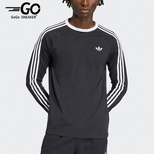 Adidas/阿迪达斯正品三叶草新款男黑白色亲肤经典长袖T恤KE3546