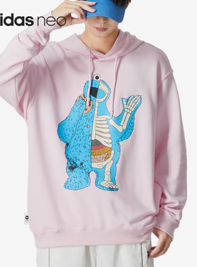Adidas/阿迪达斯正品Neo新款男女运动连帽时尚卡通卫衣HM9947