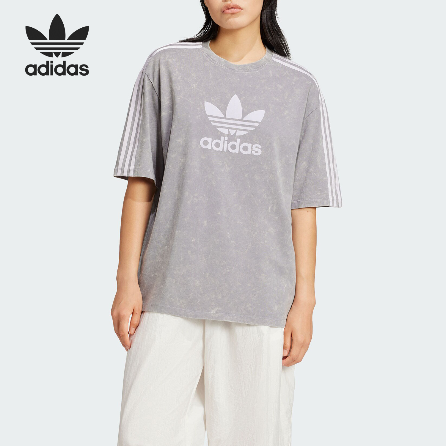 Adidas/阿迪达斯正品三叶草女士复古运动圆领宽松短袖IW3412