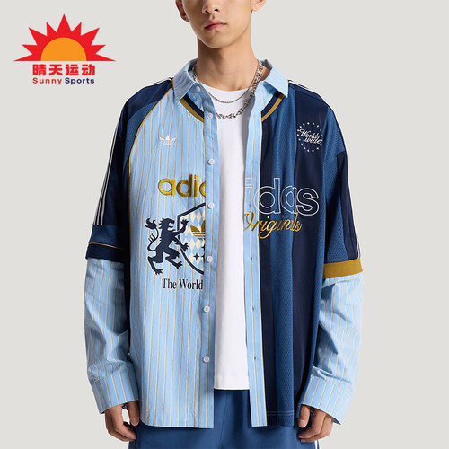 Adidas/阿迪达斯正品三叶草男士宽松梭织经典时尚长袖衬衫KY2153