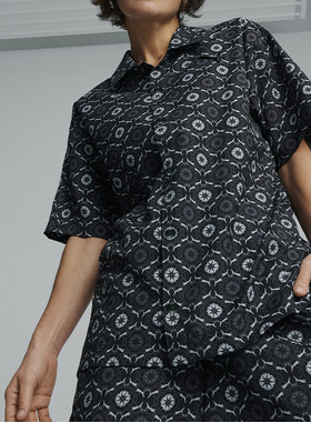 Puma/彪马正品运动梭织男士透气翻领休闲短袖衬衫627953-01