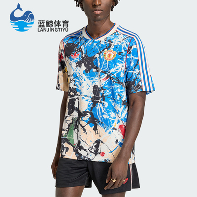 Adidas/阿迪达斯正品夏季男士时尚印花复古经典足球短袖T恤JZ7098