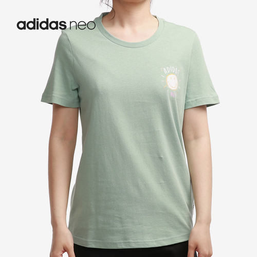 Adidas/阿迪达斯正品当季女子新款时尚笑脸短袖运动t恤 GP5785