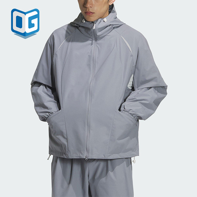 Adidas/阿迪达斯正品2025夏季款男士休闲宽松梭织连帽外套KC6065