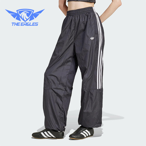 Adidas/阿迪达斯正品三叶草女士宽松梭织运动休闲条纹裤JD0256
