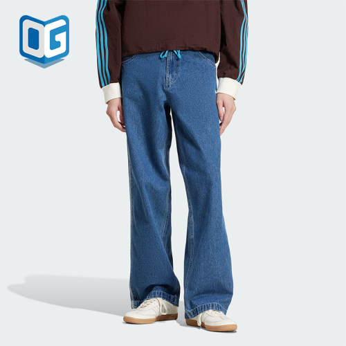 Adidas/阿迪达斯正品三叶草男士复古运动经典休闲牛仔长裤JC6234