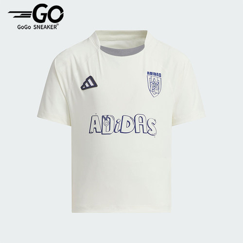 Adidas/阿迪达斯正品2025夏季款小童运动经典印花圆领T恤JM3440