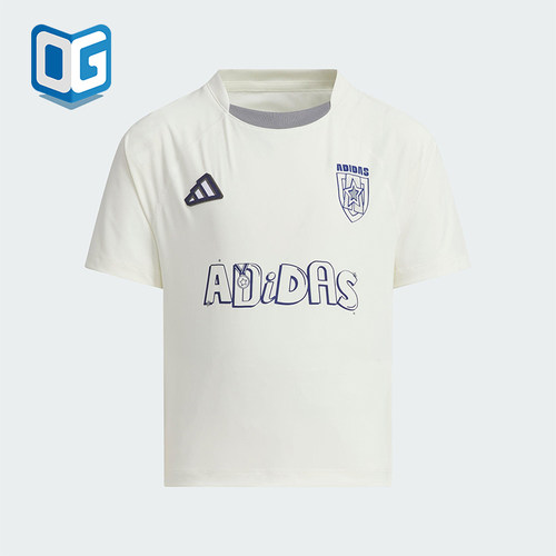 Adidas/阿迪达斯正品2025夏季款小童运动经典印花圆领T恤JM3440