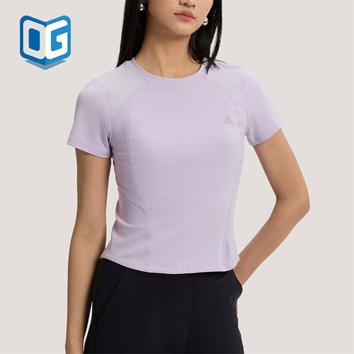 Adidas/阿迪达斯正品春季女士修身圆领时尚经典舒适运动T恤KH2647