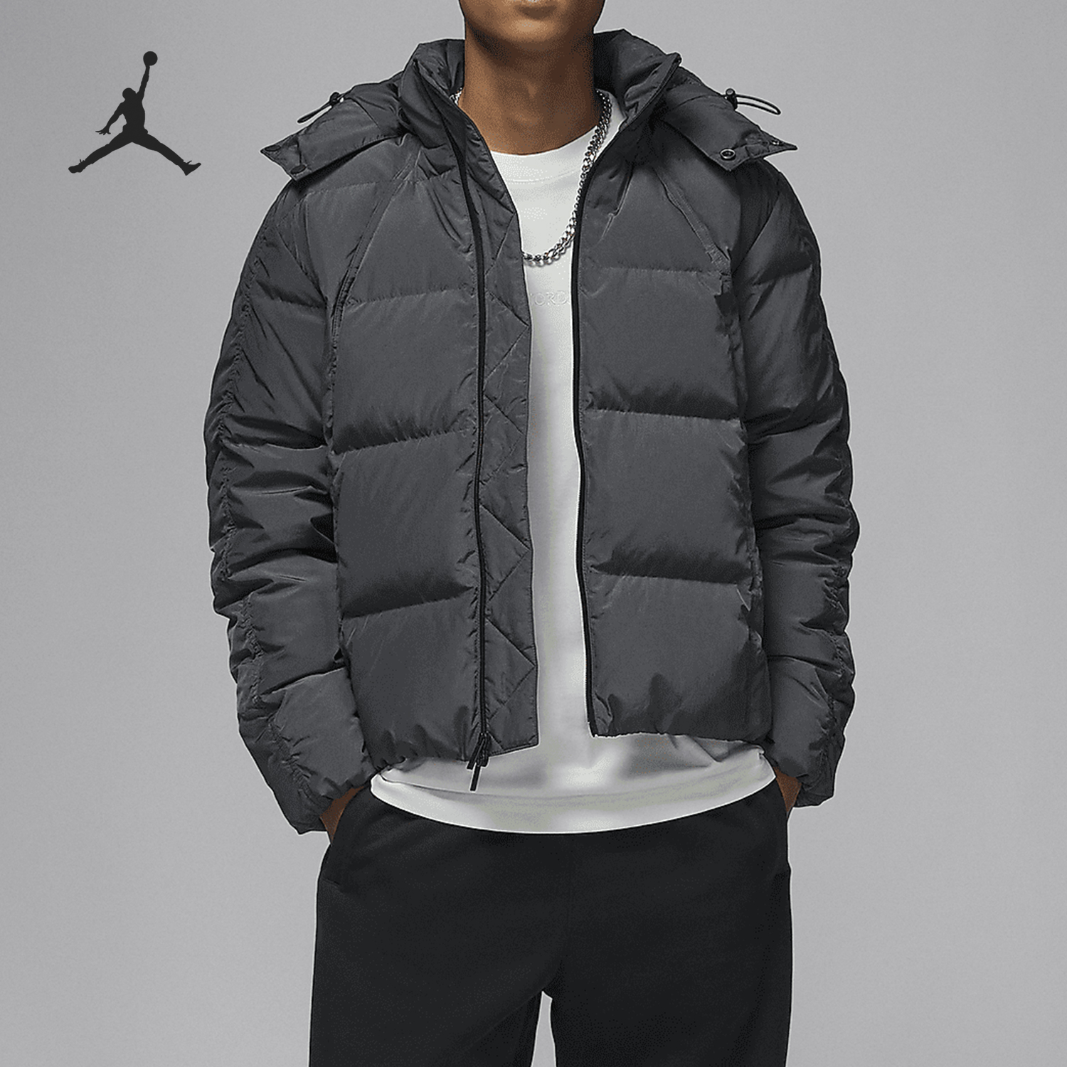 Nike/耐克官方正品JORDAN男士保暖宽松梭织连帽羽绒服FV7220-060