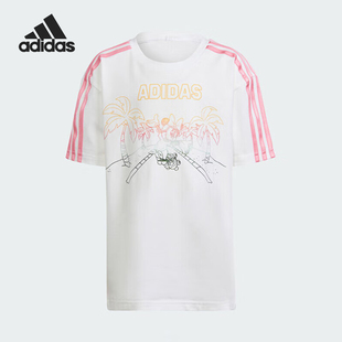 阿迪达斯正品 印花短袖 当季 小童时尚 T恤IN7302 新款 Adidas